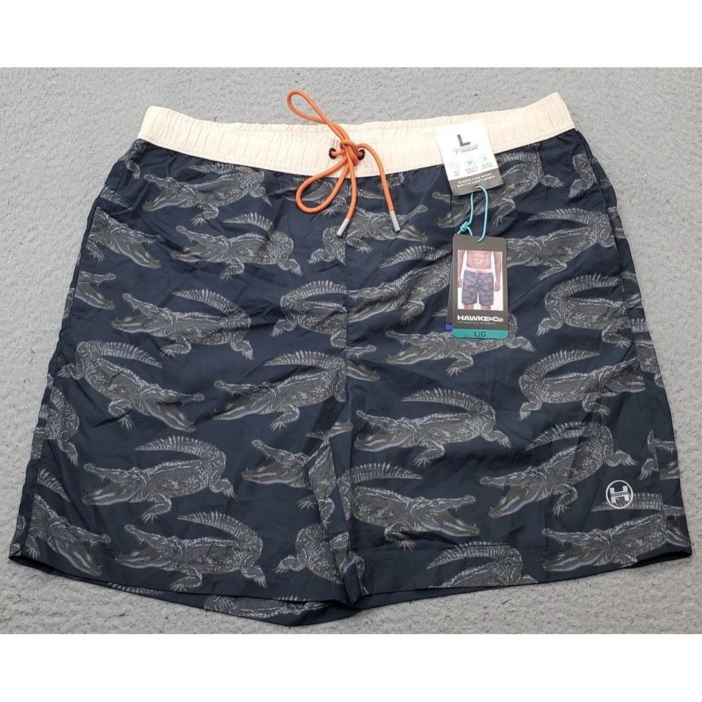 Hawke & Co Swim Trunks Mens L Multi Alligators Print Mesh Lined Surf Surfing